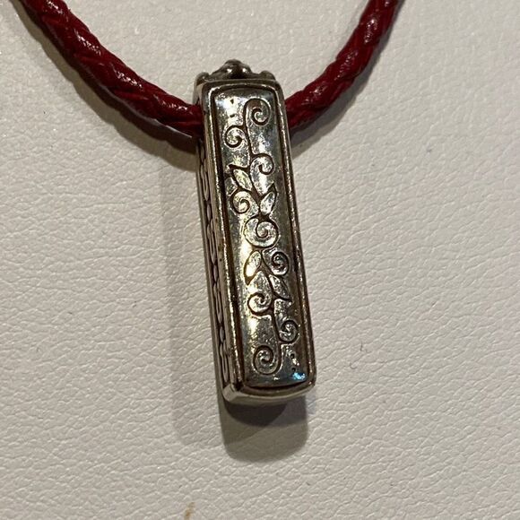 BRIGHTON Braided Leather LOVE Pendant Necklace - Picture 2 of 11